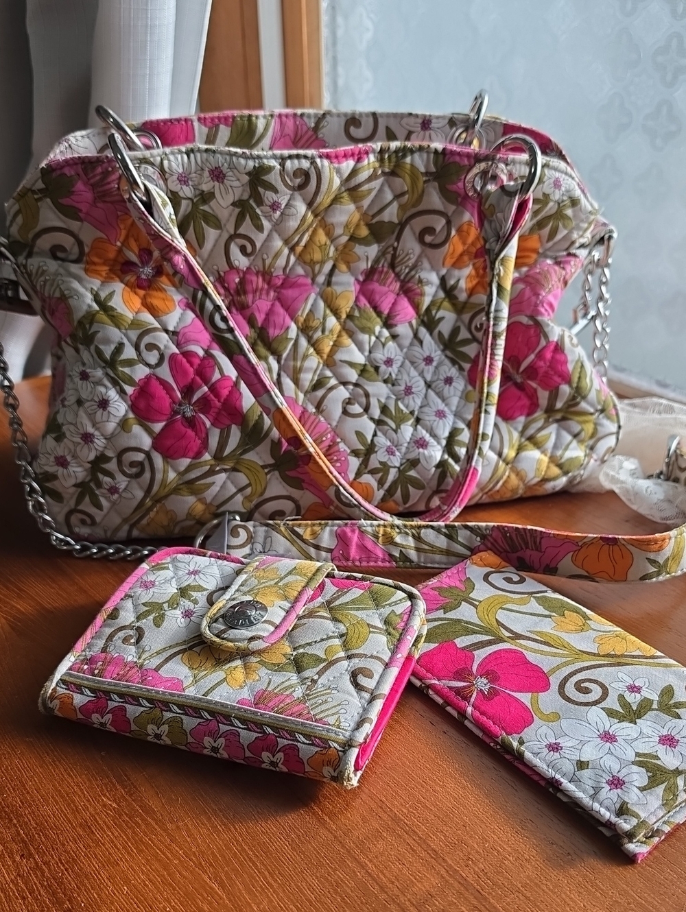 NWT Vera Bradley Chain Shoulder Crossbody Bag • Retired Tea Garden Pattern